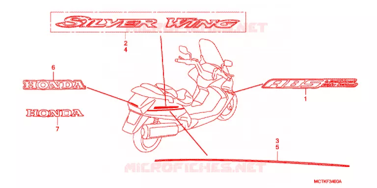 AUTOCOLLANTS (FJS400A/D/FJS600A/D5-8) Honda SCOOTER 400 SILVERWING 2005  FJS400D5