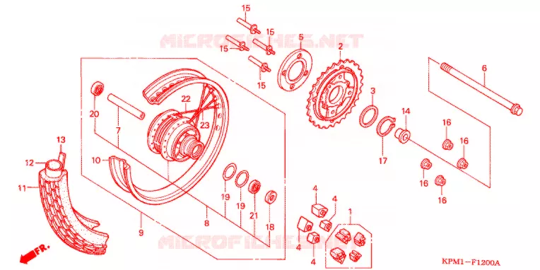 ROUE ARRIERE Honda MOTO 223 FTR 2000  FTR223Y