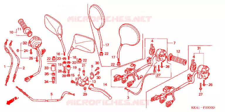 LEVIER DE GUIDON - CABLE - COMMODO Honda MOTO 250 HORNET 2006  CB250F6