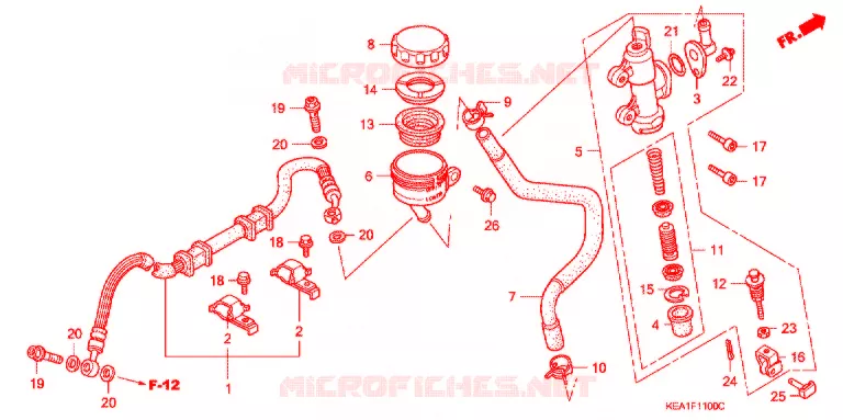 MAITRE-CYLINDRE DE FREIN ARRIERE Honda MOTO 250 HORNET 1997  CB250FV