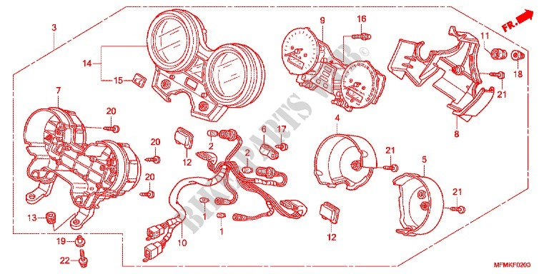 COMPTEUR (CB400/A) pour Honda CB 400 SUPER FOUR ABS VTEC REVO Color Order Plan Wheel Color 2011