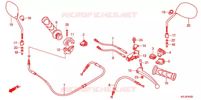 LEVIER DE GUIDON - CABLE - COMMODO Honda SCOOTER 110 VISION 2012  NSC110MPDC
