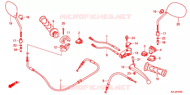 LEVIER DE GUIDON - CABLE - COMMODO Honda SCOOTER 110 VISION 2012  NSC110MPDC