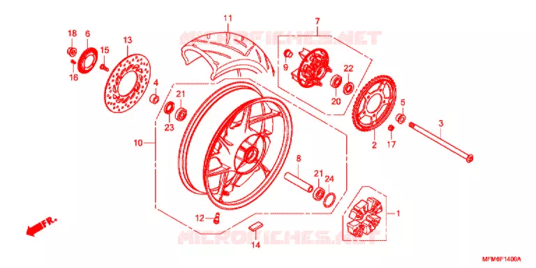 ROUE ARRIERE Honda MOTO 400 CB 2014  CB400SADE
