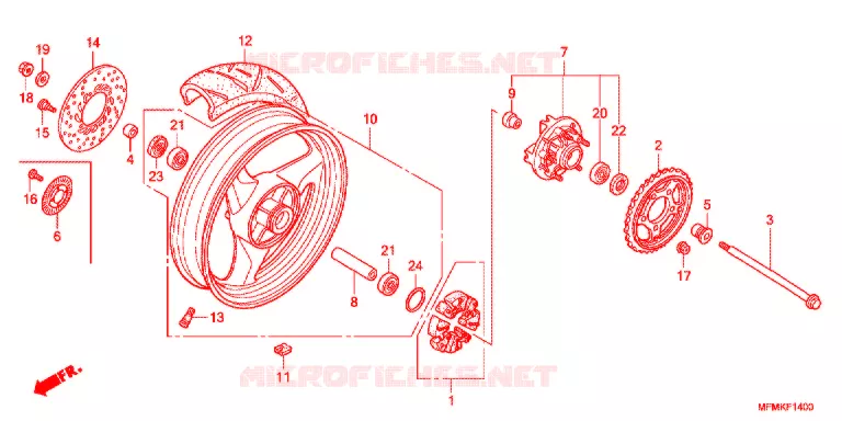 ROUE ARRIERE Honda MOTO 400 CB 2012  CB400SC