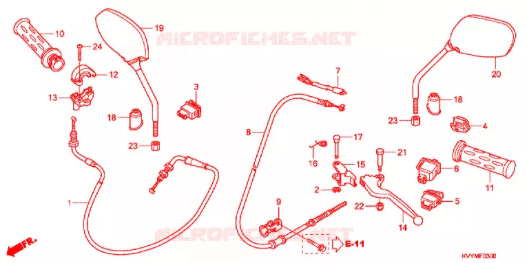 LEVIER DE GUIDON - CABLE - COMMODO Honda SCOOTER 110 ICON 2012  ACC110SCC