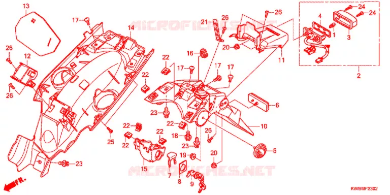 GARDE-BOUE ARRIERE (AFP110CSFG/AFP110CRFG) Honda MOTO 110 WAVE 2016  AFP110CRFG
