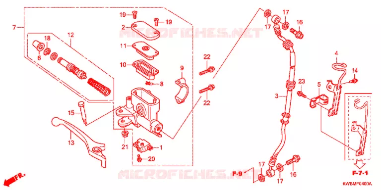 MAITRE CYLINDRE DE FREIN AVANT Honda MOTO 110 WAVE 2016  AFP110CRFG