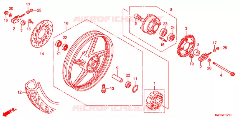 ROUE ARRIERE (AFP110MCR/AFP110CRF) Honda MOTO 110 WAVE 2016  AFP110CRFG