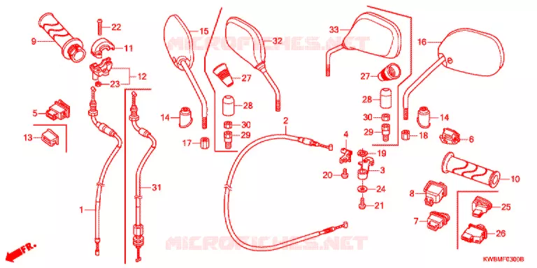 COMMODO - CABLE - RETROVISEUR Honda MOTO 110 WAVE 2017  AFP110CRFG