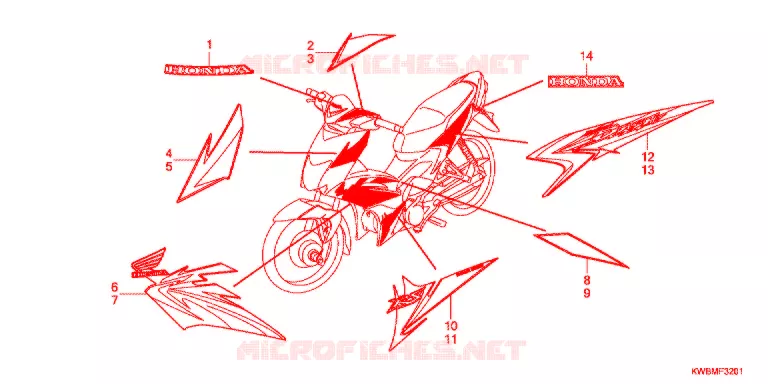 AUTOCOLLANTS (AFP110KCSB) Honda MOTO 110 WAVE 2011  AFP110KCSB
