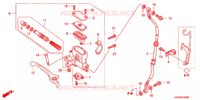 MAITRE CYLINDRE DE FREIN AVANT Honda MOTO 110 WAVE 2010  AFX110CSA