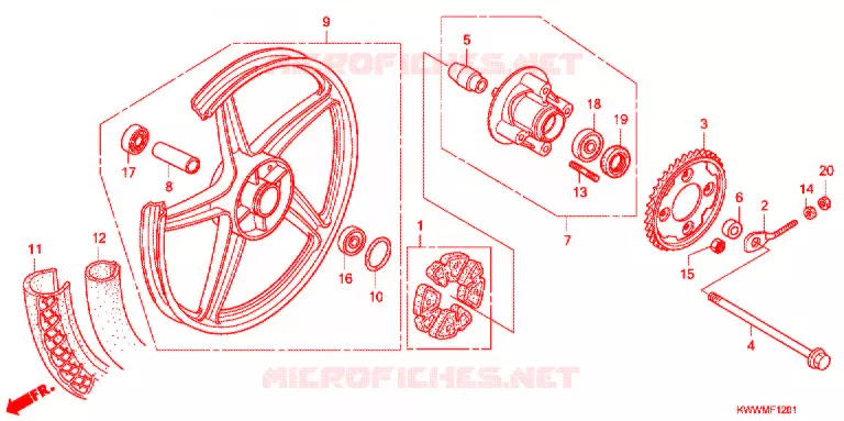 ROUE ARRIERE (AFX110CS/MCS) Honda MOTO 110 WAVE 2010  AFX110CSA
