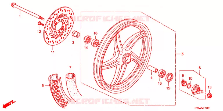 ROUE AVANT (AFX110CS/MCS) Honda MOTO 110 WAVE 2010  AFX110MCSA