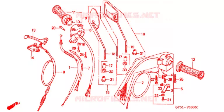 LEVIER DE GUIDON - CABLE - COMMODO Honda MOTO 90 CUB 1995  C90DS