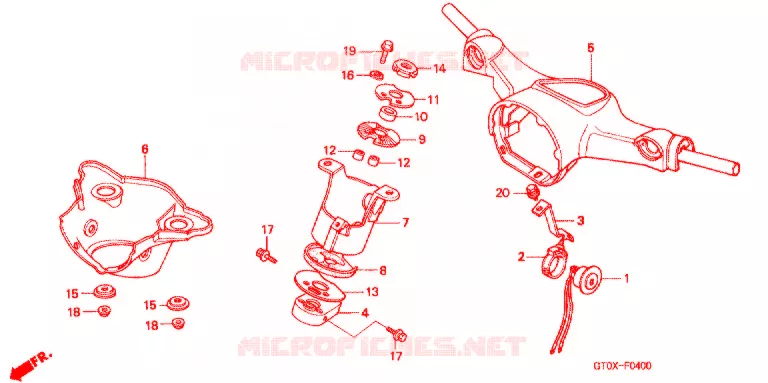 GUIDON - CARENAGE (D) Honda MOTO 90 CUB 2007  C90D7