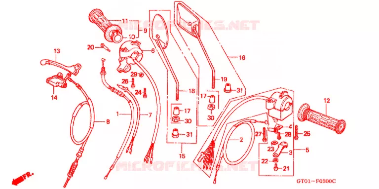 LEVIER DE GUIDON - CABLE - COMMODO Honda MOTO 90 CUB 1996  C90DS
