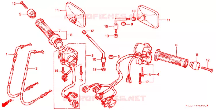 COMMODO - LEVIER - CABLE Honda MOTO 1300 CB 2002  CB1300DCY