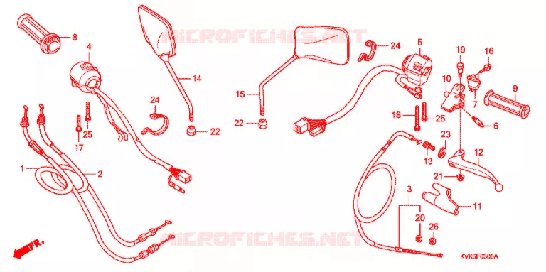 LEVIER DE GUIDON - CABLE - COMMODO Honda MOTO 300 CB 2011  CB300RB
