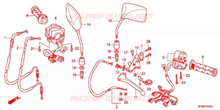 LEVIER DE GUIDON - CABLE - COMMODO Honda MOTO 400 CB 2011  CB400B