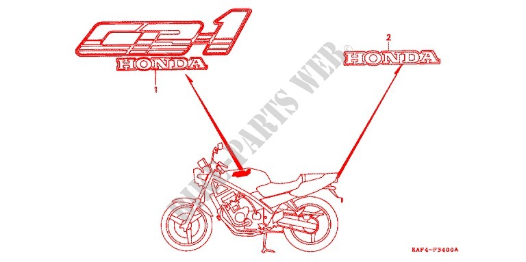 AUTOCOLLANTS pour Honda CB 400 F CB1 1989