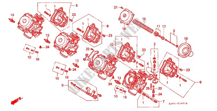 CARBURATEUR (COMPOSANTS) pour Honda CB 400 F CB1 1989