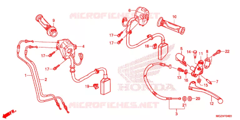 LEVIER DE GUIDON - CABLE - COMMODO Honda MOTO 500 CB 2015  CB500FF