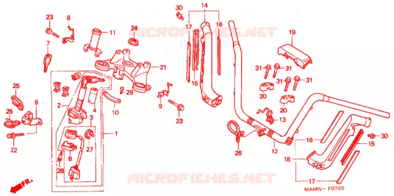 GUIDON - TE DE FOURCHE Honda MOTO 1500 GOLD-WING 2000  GL1500AY