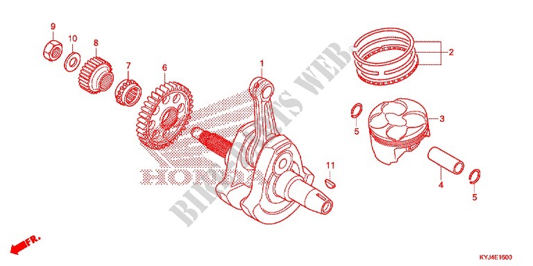 VILEBREQUIN   PISTON pour Honda CBR 250 R ABS BLACK 2012