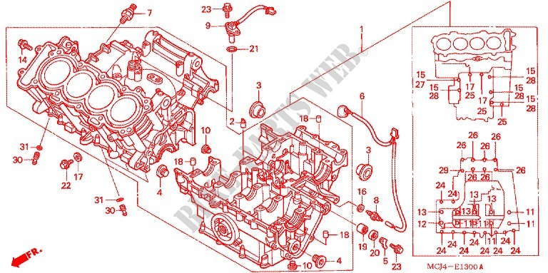 Carter moteur gauche pour Honda CBR954RR CBR954 900