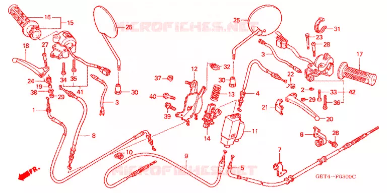 LEVIER DE GUIDON - CABLE - COMMODO Honda SCOOTER 50 METRO 2005  CHF505_A