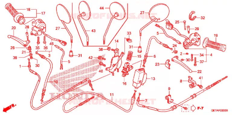 LEVIER DE GUIDON - CABLE - COMMODO Honda SCOOTER 50 METRO 2010  CHF509_A