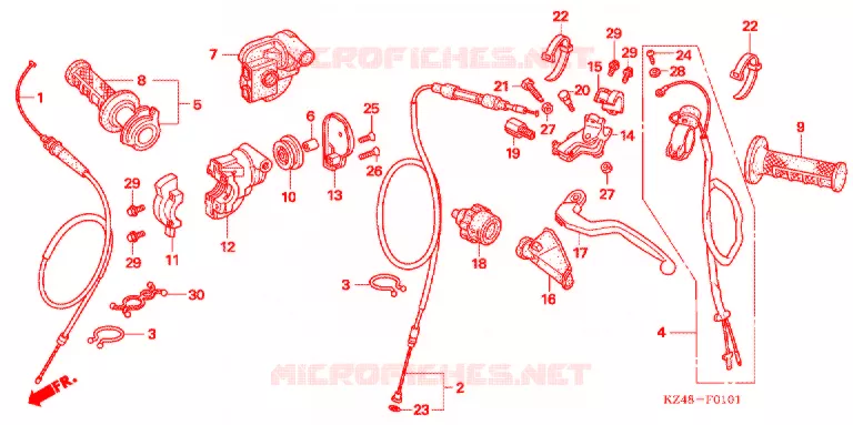 LEVIER DE GUIDON - CABLE - COMMODO ('04-'07) Honda MOTO 125 CR 2004  CR125R4