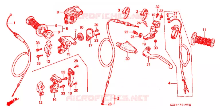 LEVIER DE GUIDON Honda MOTO 250 CR 1996  CR250RT