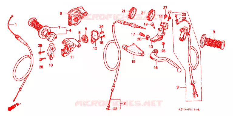 LEVIER DE GUIDON Honda MOTO 250 CR 1999  CR250RX