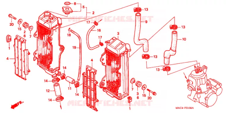 RADIATEUR Honda MOTO 500 CR 1998  CR500RW