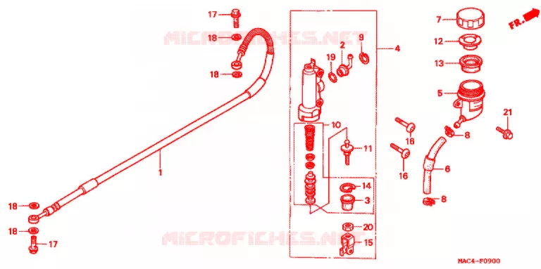MAITRE-CYLINDRE DE FREIN ARRIERE Honda MOTO 500 CR 2000  CR500RY