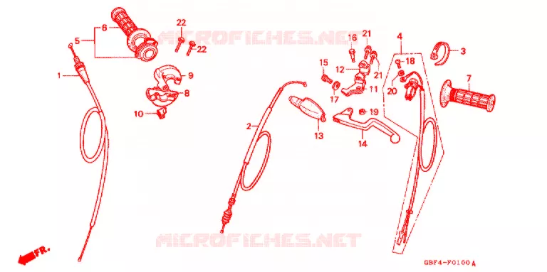 COMMODO - LEVIER - CABLE Honda MOTO 80 CR 1996  CR80RBT