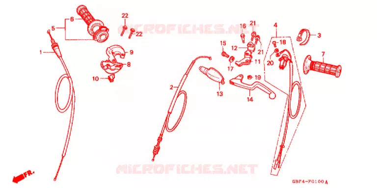 COMMODO - LEVIER - CABLE Honda MOTO 80 CR 1997  CR80RBV