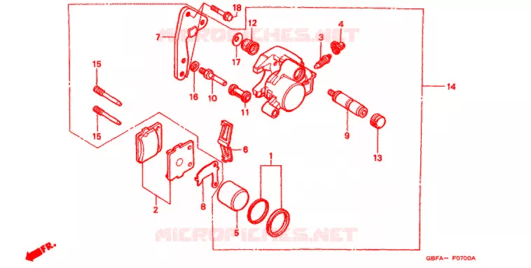 ETRIER DE FREIN AVANT Honda MOTO 80 CR 2000  CR80RBY