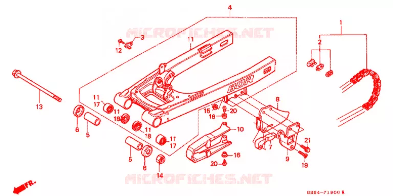BRAS OSCILLANT Honda MOTO 80 CR 1990  CR80RL