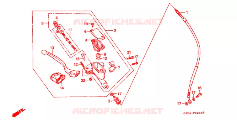 MAITRE CYLINDRE DE FREIN AVANT Honda MOTO 80 CR 1992  CR80RN