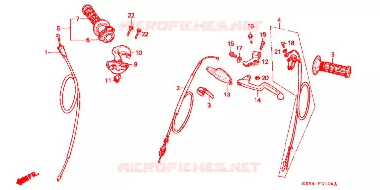 COMMODO - LEVIER - CABLE Honda MOTO 80 CR 1993  CR80RP