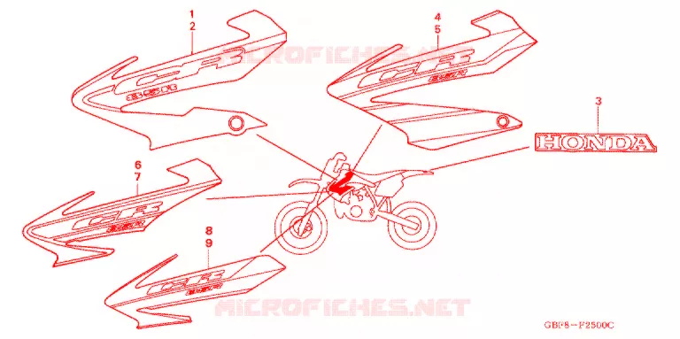 AUTOCOLLANTS Honda MOTO 85 CR 2006  CR85R6