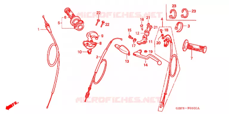 COMMODO - LEVIER - CABLE Honda MOTO 85 CR 2006  CR85R6