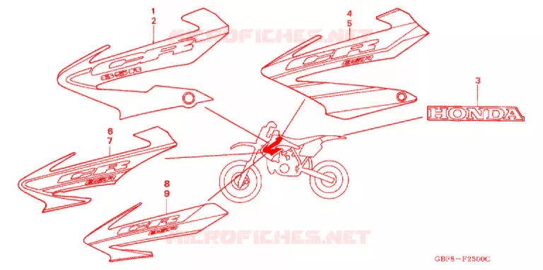 AUTOCOLLANTS Honda MOTO 85 CR 2005  CR85RB5