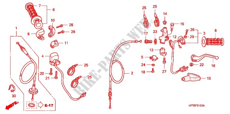 COMMODO   LEVIER   CABLE pour Honda CRF 150 F 2008