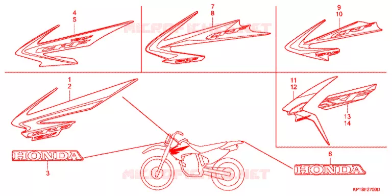AUTOCOLLANTS Honda MOTO 150 CRF 2018  CRF150FF