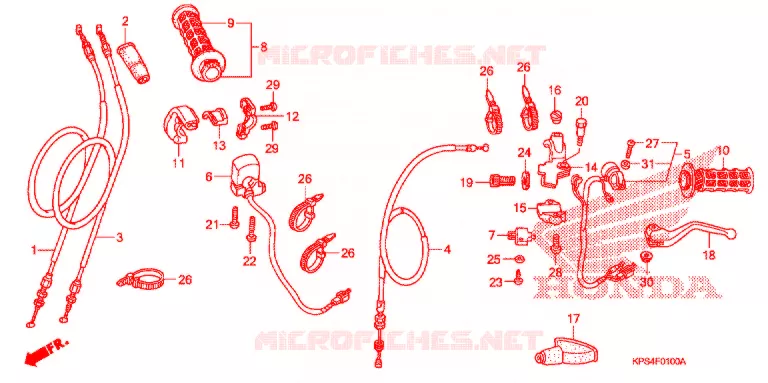 LEVIER DE GUIDON - CABLE - COMMODO Honda MOTO 230 CRF 2006  CRF230F6