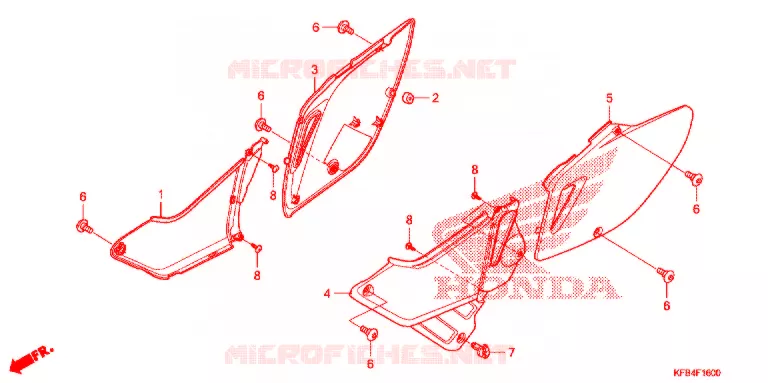COUVERCLES LATERAUX Honda MOTO 230 CRF 2008  CRF230L8